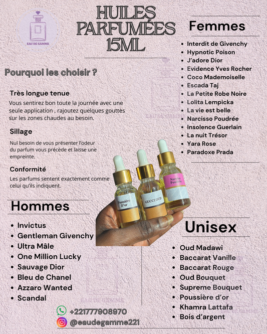 Pack de 3 Huiles concentrées de 15ml