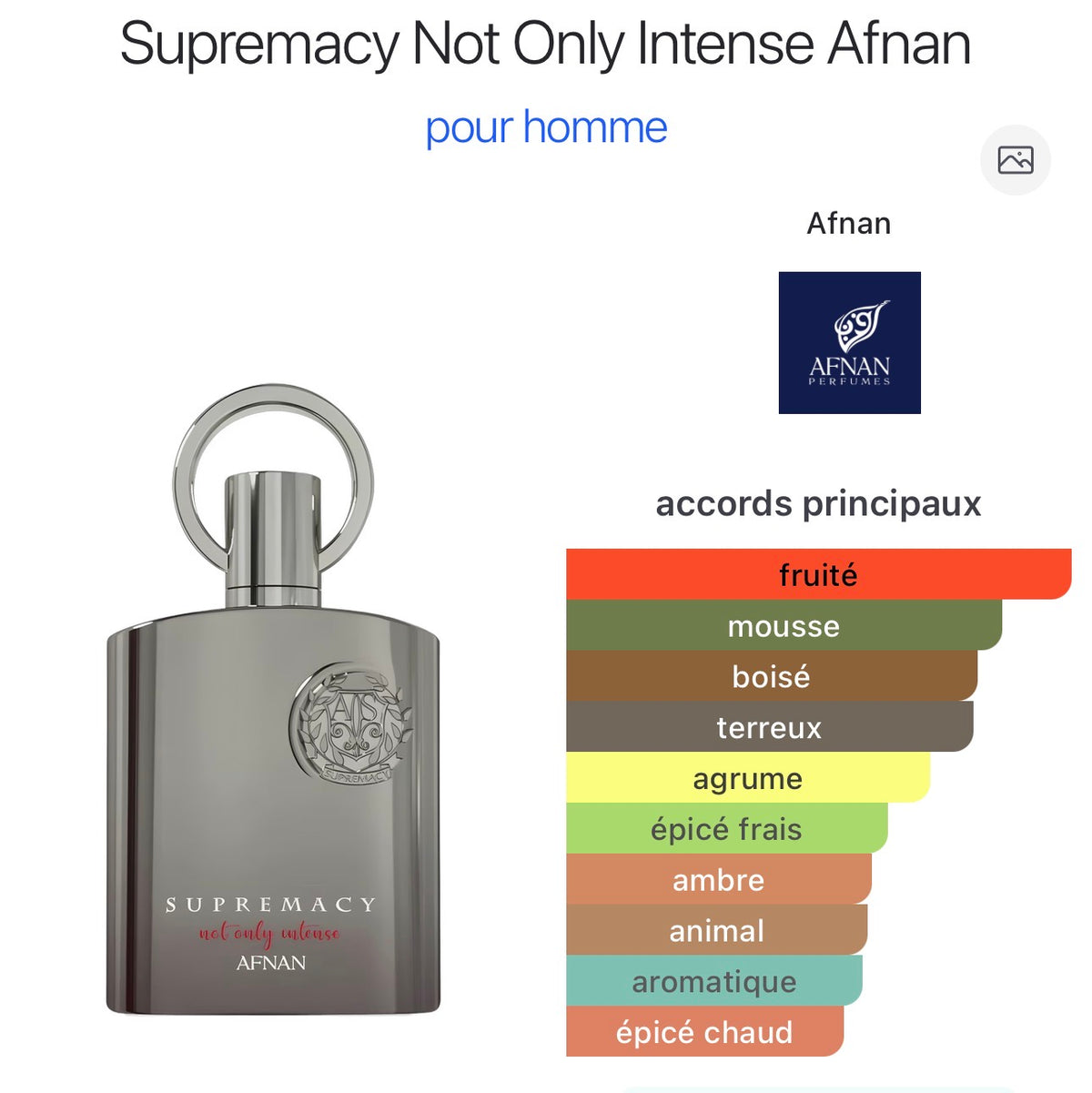 Afnan Supremacy Not Only Intense Extrait de Parfum pour Homme
