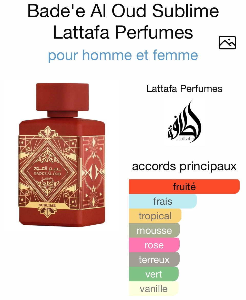 Badee Al Oud Sublime Lattafa - Eau de Parfum pour femme 100 ml
