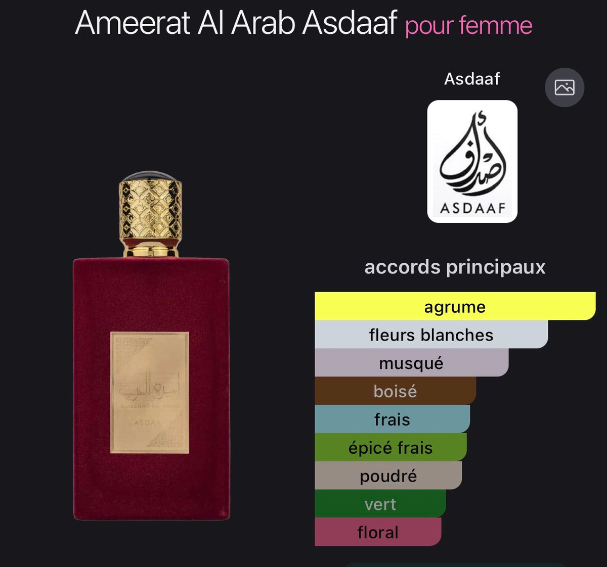 Ameerat Al Arab Asdaaf EDP pour Femme